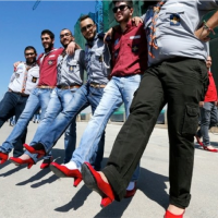 Lebanese men sport heels to stomps on abuse